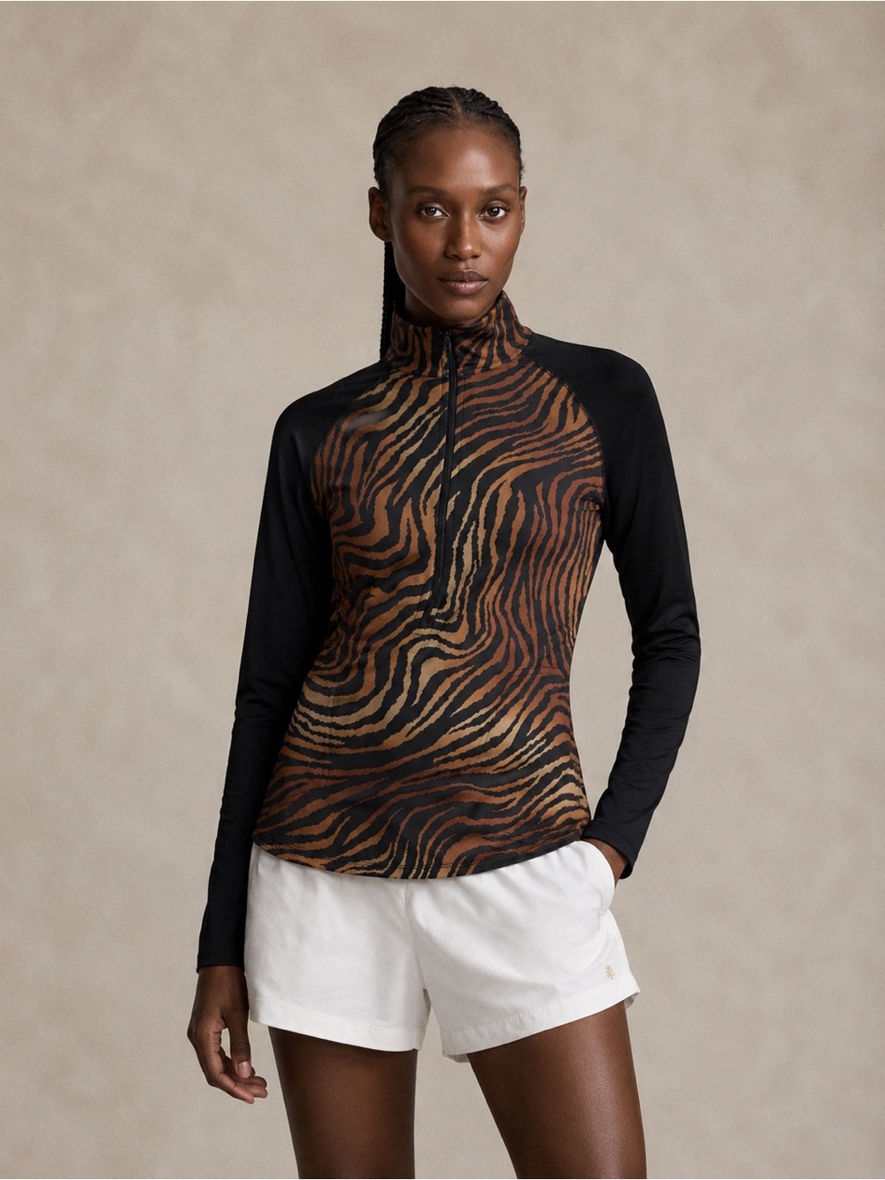 RLX Ralph Lauren Women’s Golf Quarter Zip Pullover Zebra Animal Print Size S